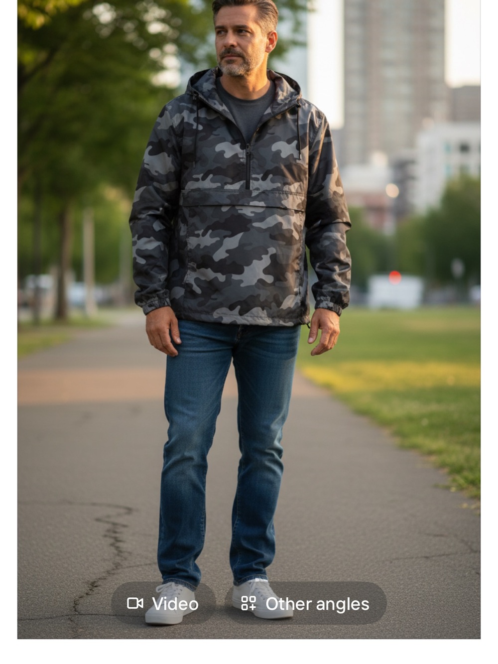 Champion Men's Black & Gray Camo Hooded Windbreaker
